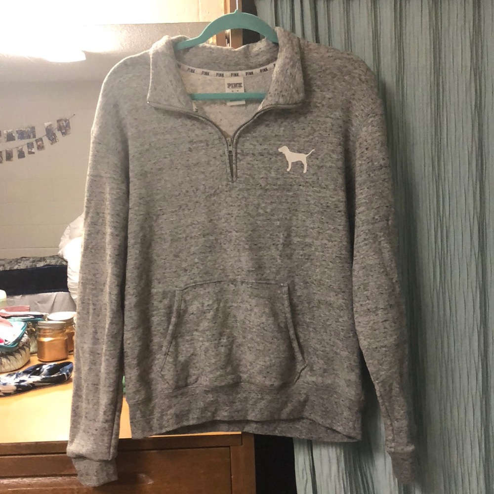 Grey PINK Quarter-Zip